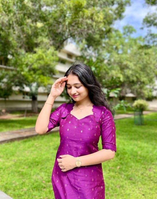 Wine Raw Silk Kurti